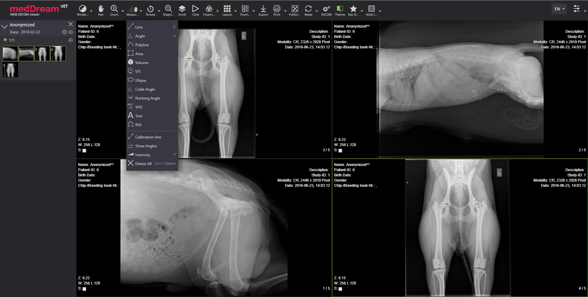 Meddream vet dicom viewer radiology measure